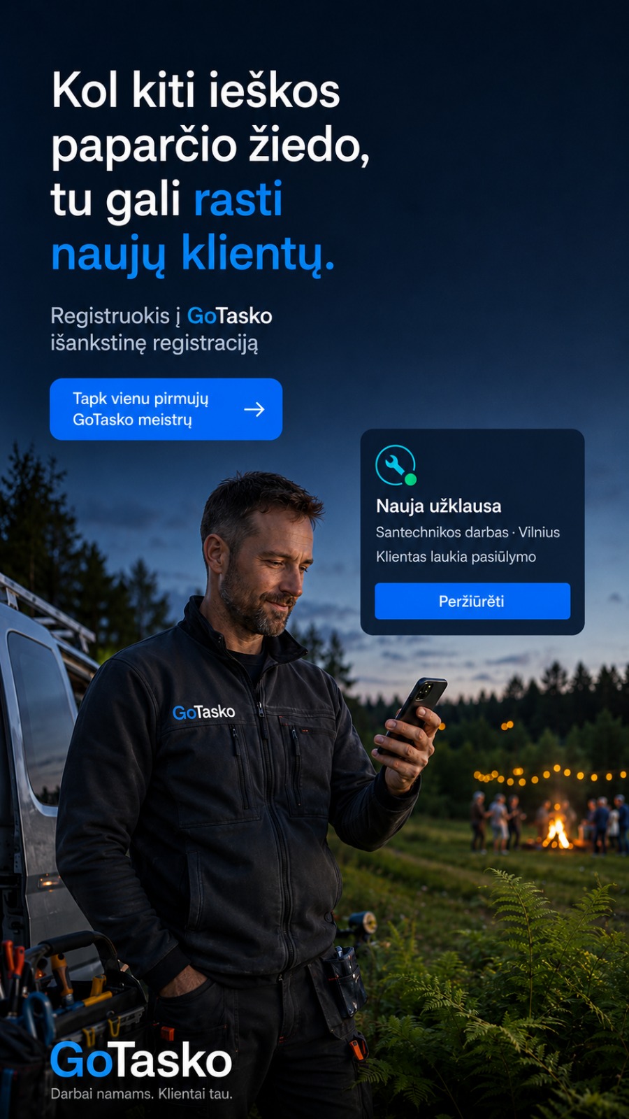 GoTasko Joninių reklama — paparčio žiedas atneša sėkmę