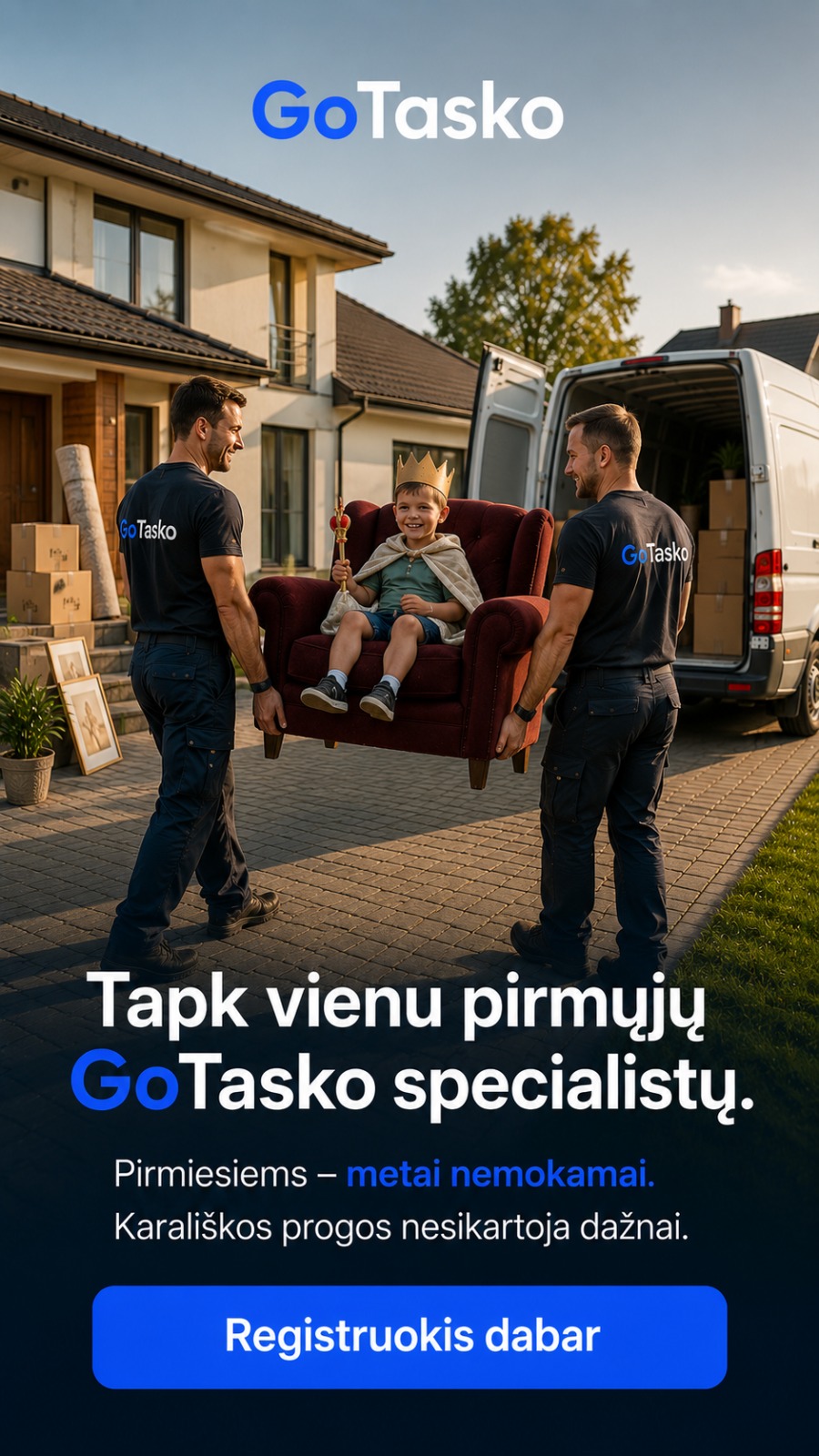 GoTasko Mindaugo dienos reklama — karališki sprendimai prasideda nuo gero meistro